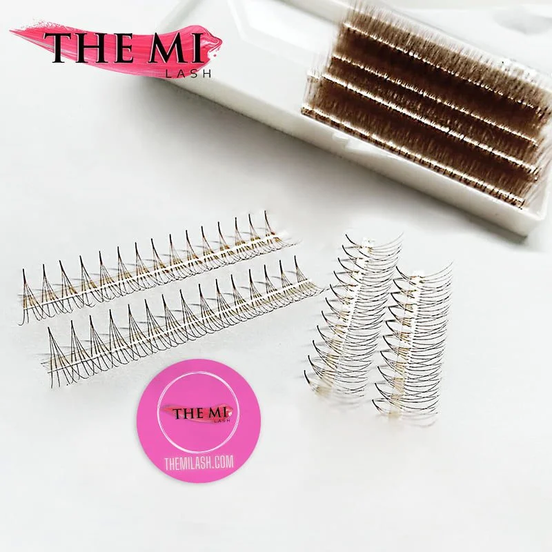 Narrow Promade fans caramel brown colour 5D | 0.07| 1000 fans